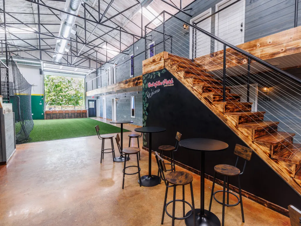 The downstairs gathering space
