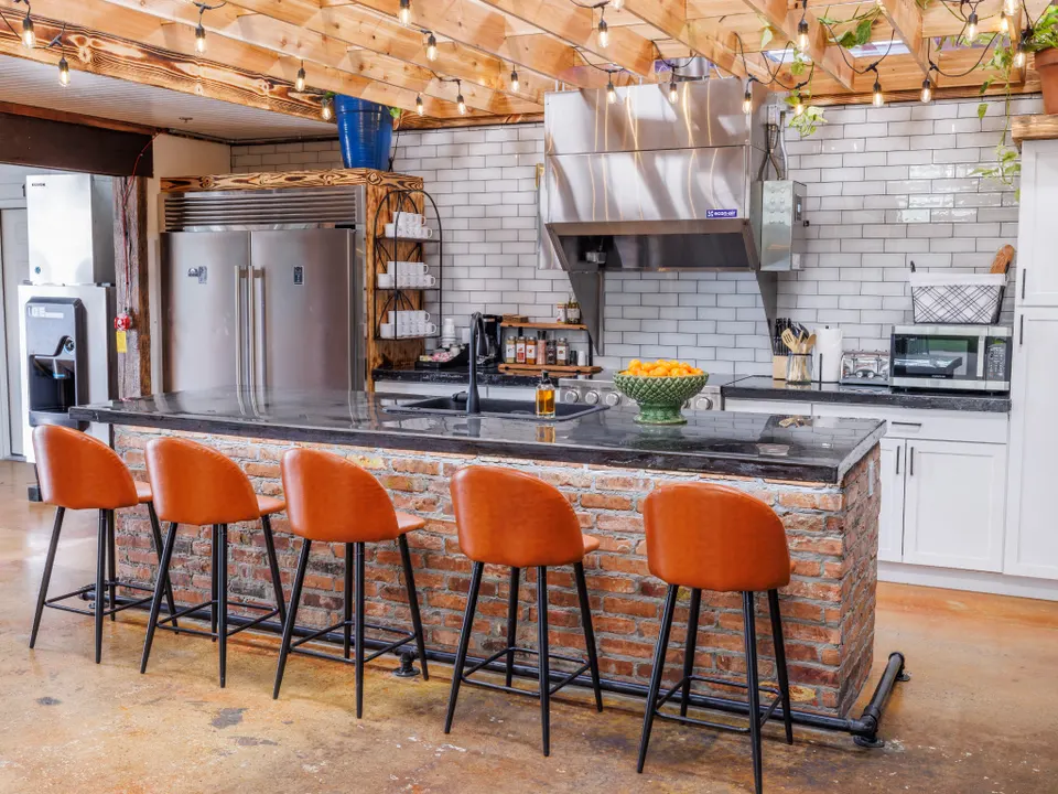 One of the two kitchens