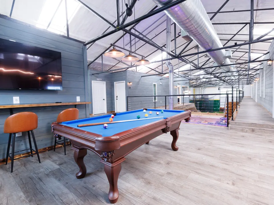 A game and gathering space in the clubhouse